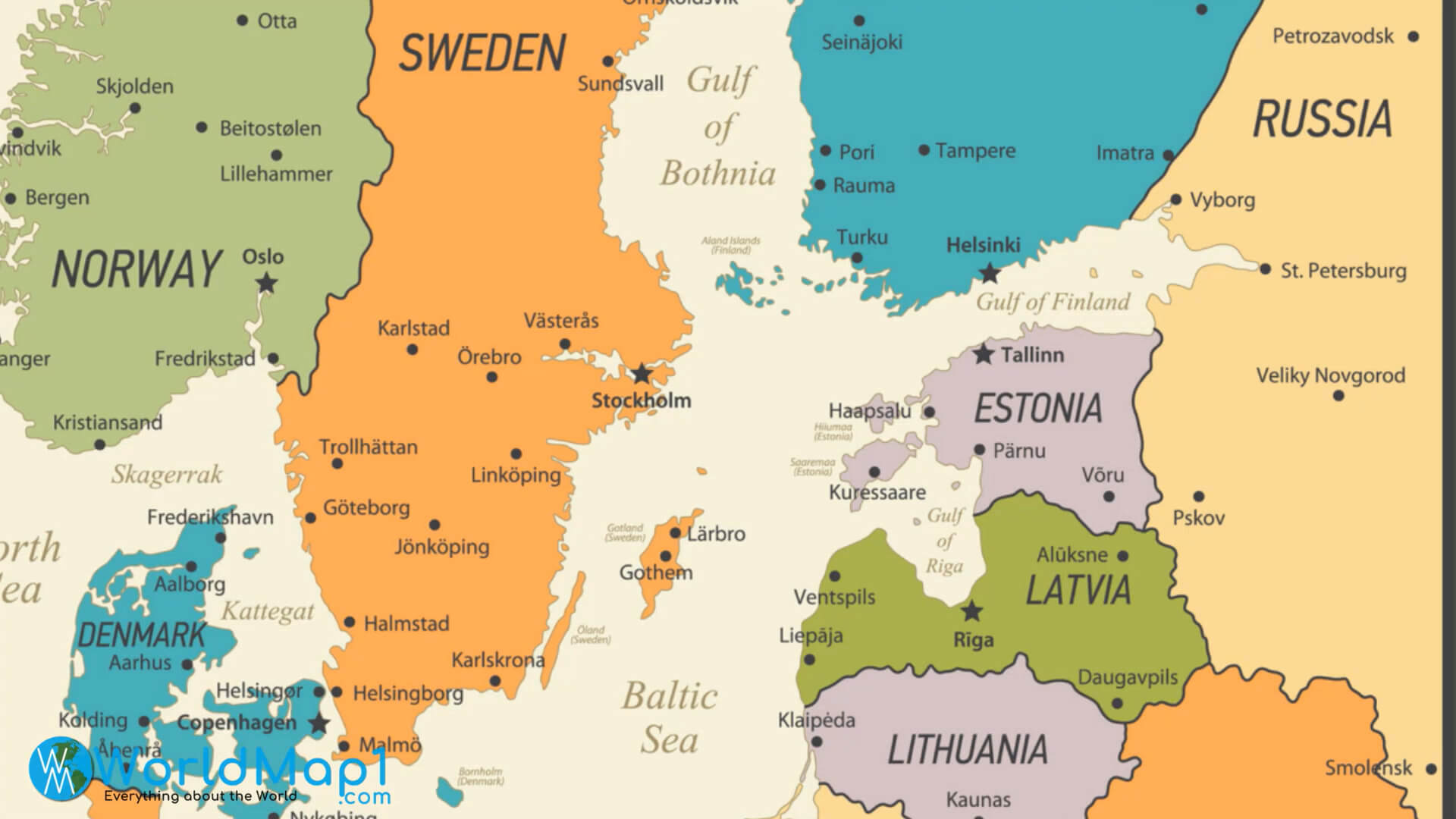 Lithuania Sweden and Finland Map